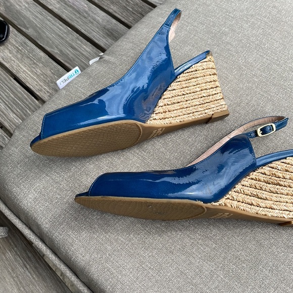 Wedge, Stuart Weitzman, royal blue patent,espadrille heel,worn once,size 7 1/2, - Picture 3 of 6